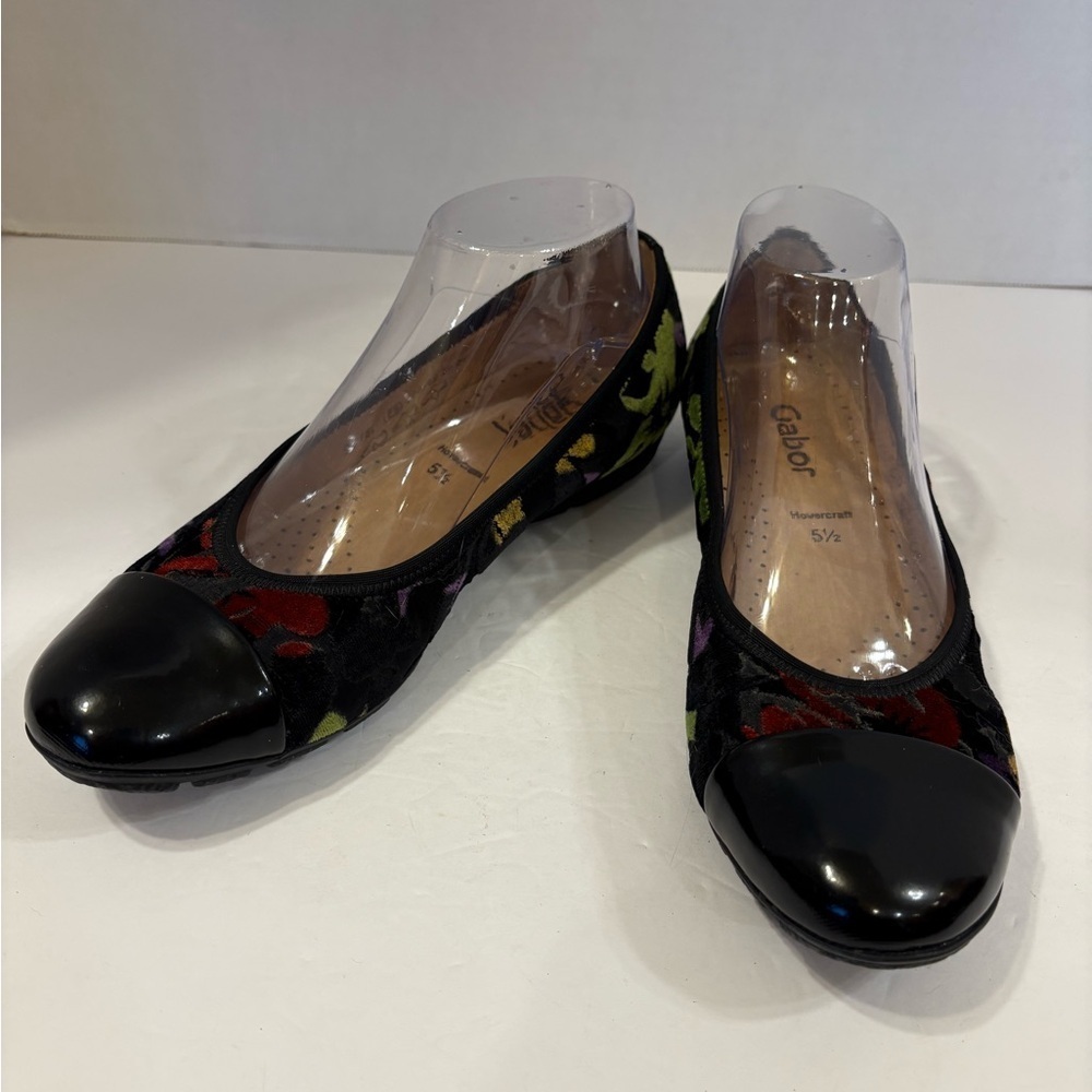 Gabor 161 Fiore floral soft suede patent leather ballet flats shoes size 8